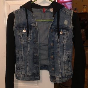 H&M Jean jacket with hoodie and sleeves